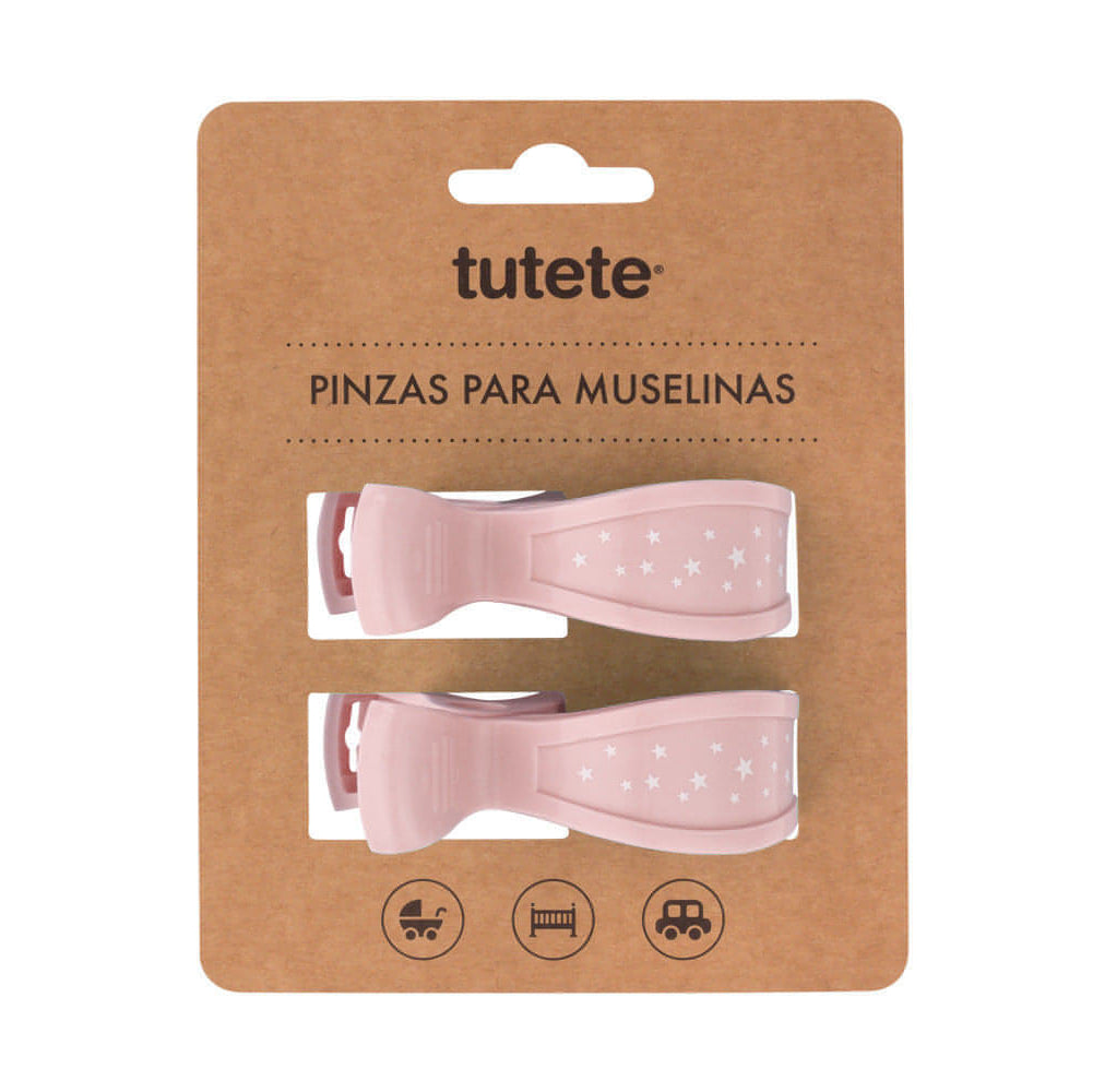 Conjunto de 2 pinças prende fraldas rosa
