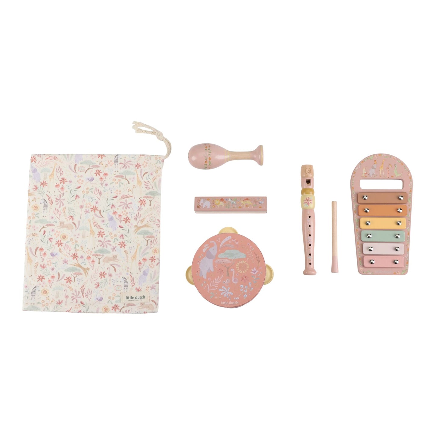 Set de Música Rosa Little Dutch Safari Friends instrumentos