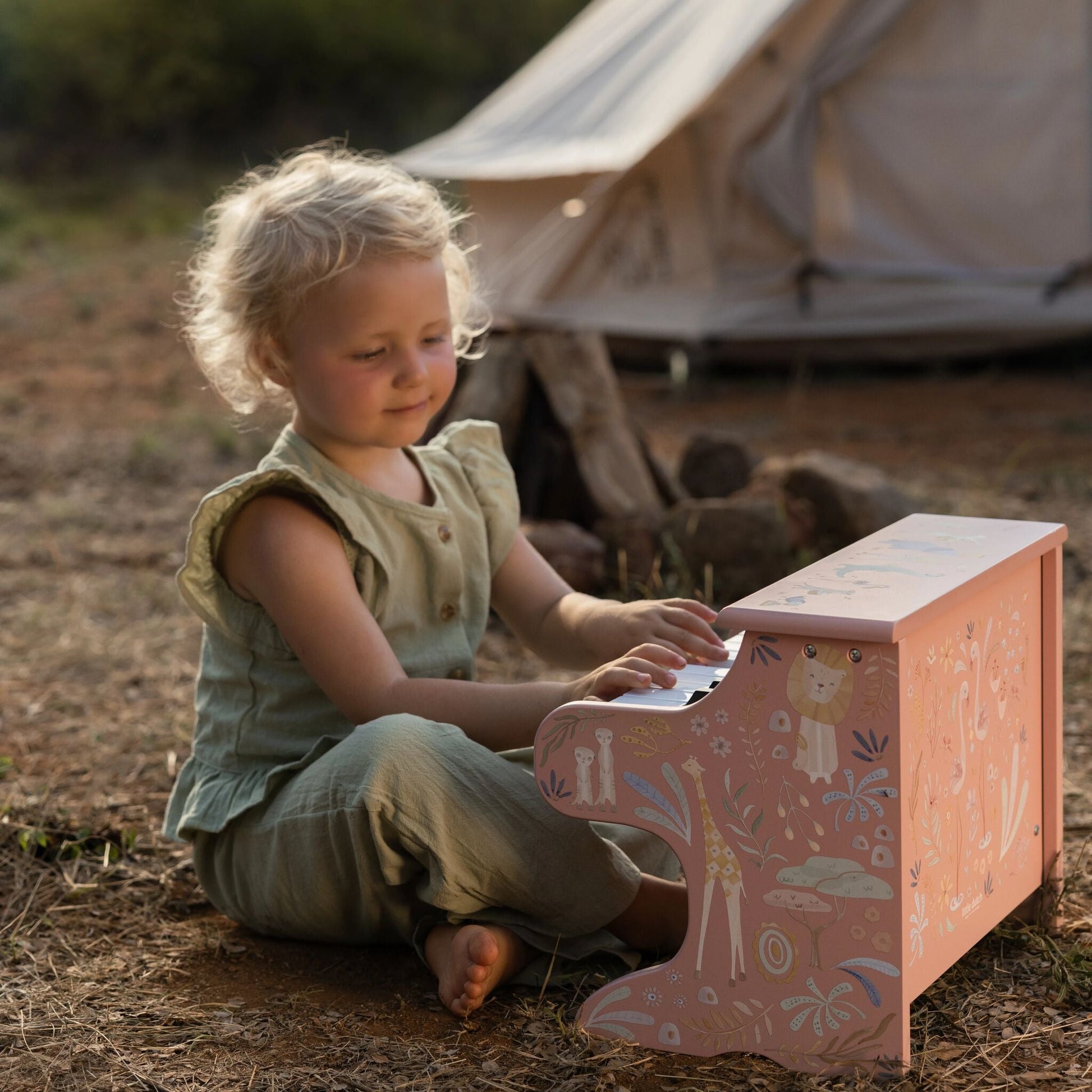 Piano de Madeira Rosa Safari Friends Little Dutch