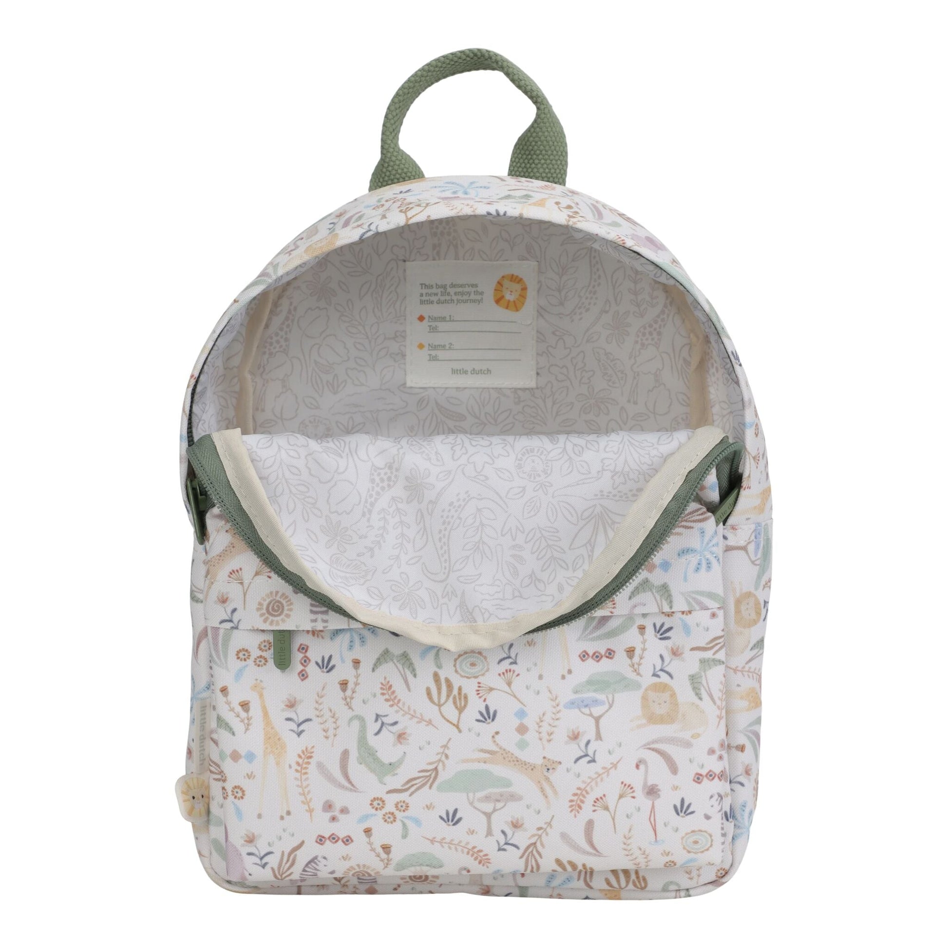Mochila Safari Friends Branca 29cm Little Dutch frente