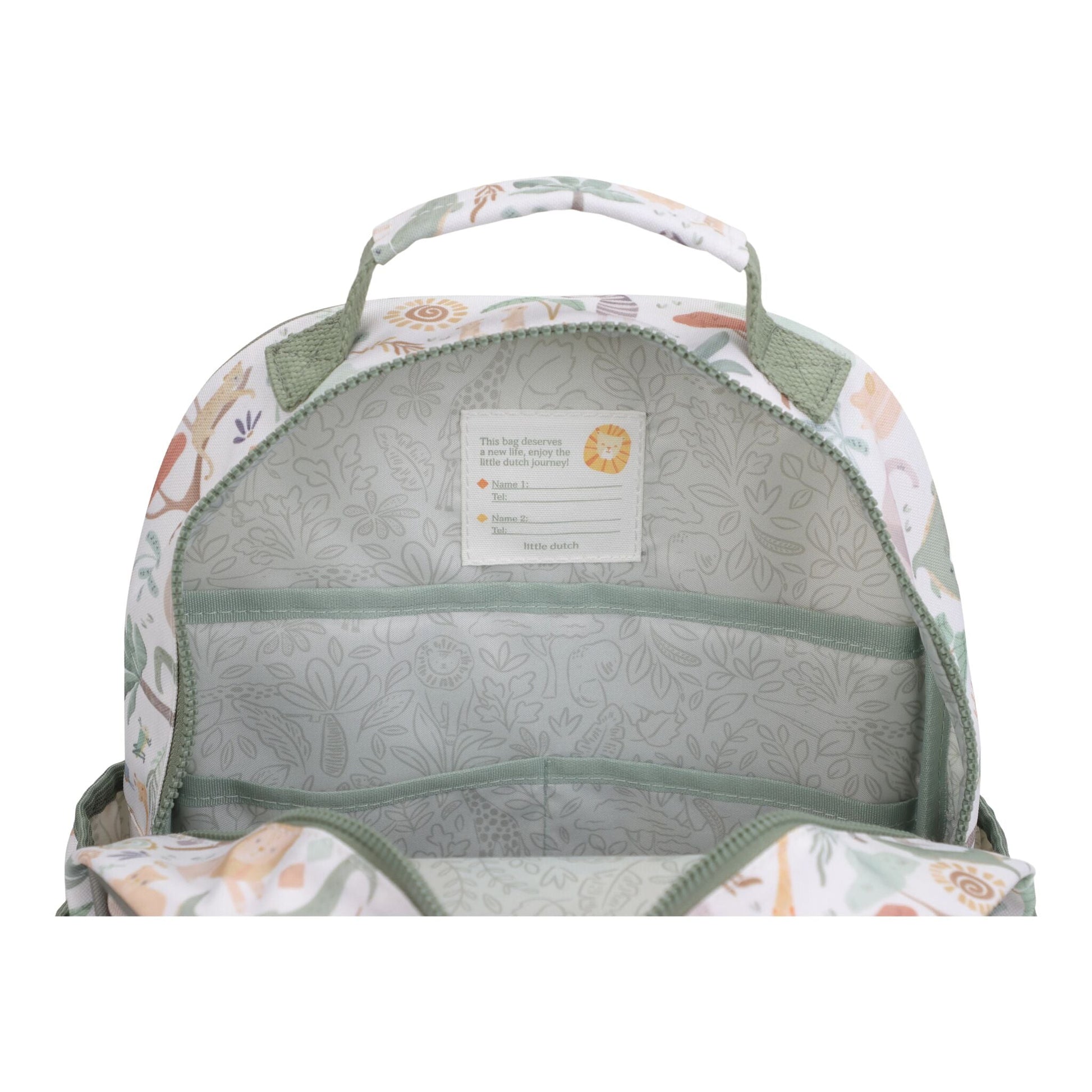 Mochila Safari Friends Branca 35cm Little Dutch frente
