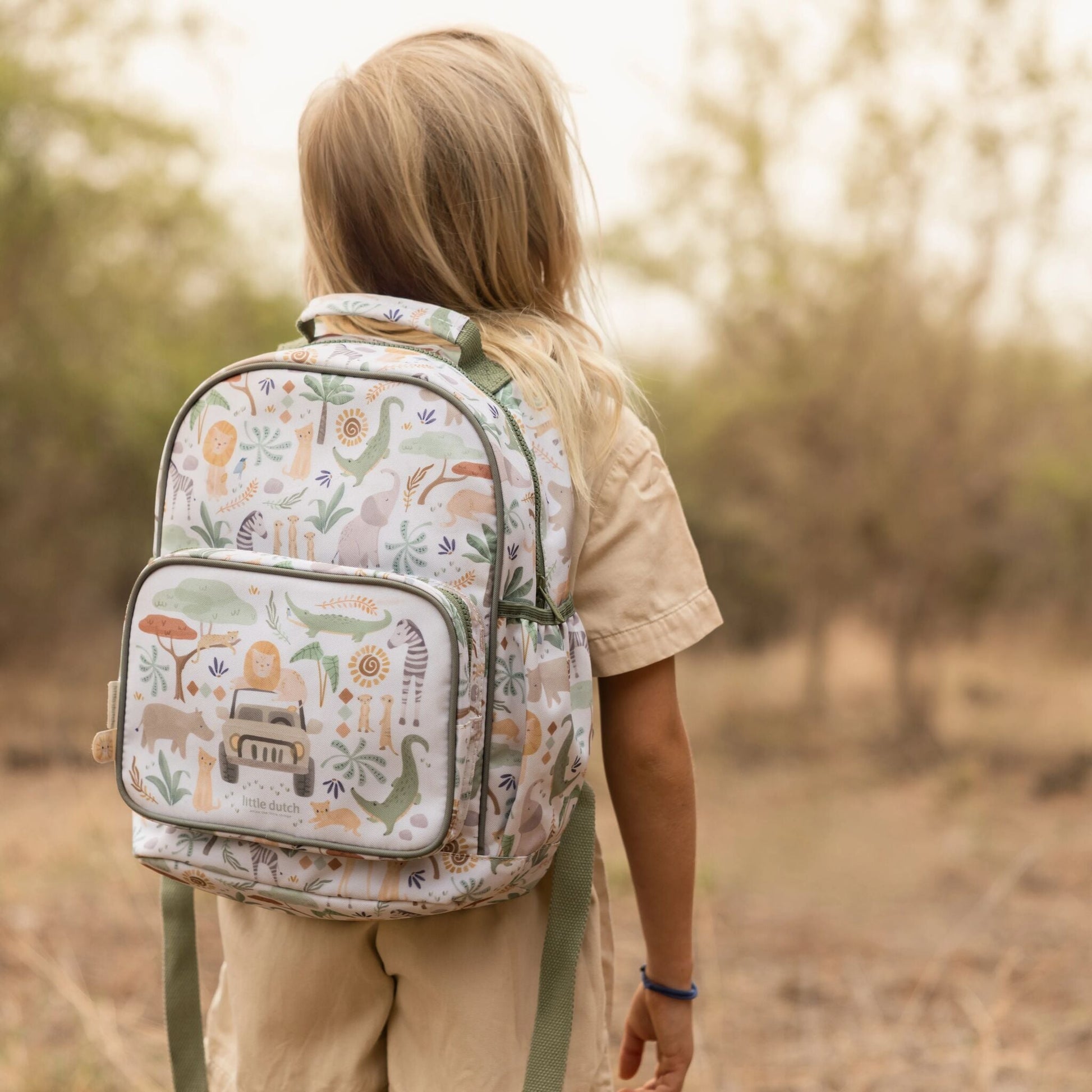 Mochila Safari Friends Branca 35cm Little Dutch bolso