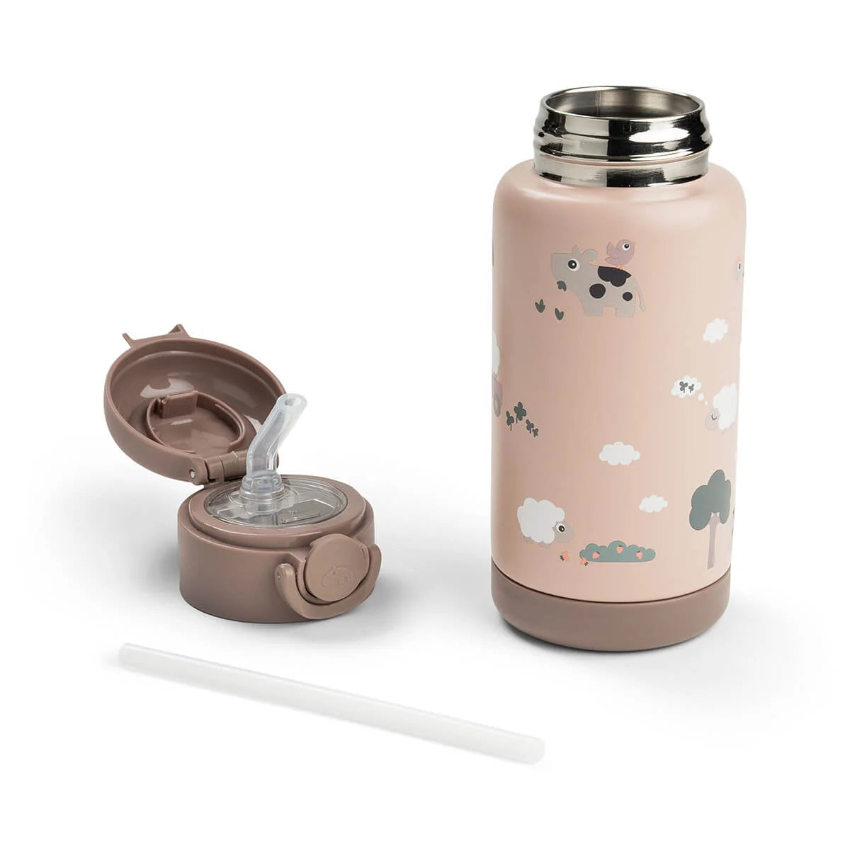 Garrafa térmica com palhinha Done by Deer Tiny Farm Powder lateral | done-by-deer-garrafa-termica-palhinha-tinyfarm-powder-lollakids
