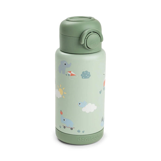 Garrafa Térmica com Palhinha Playground Green da Done by Deer | done-by-deer-garrafa-termica-playground-lollakids