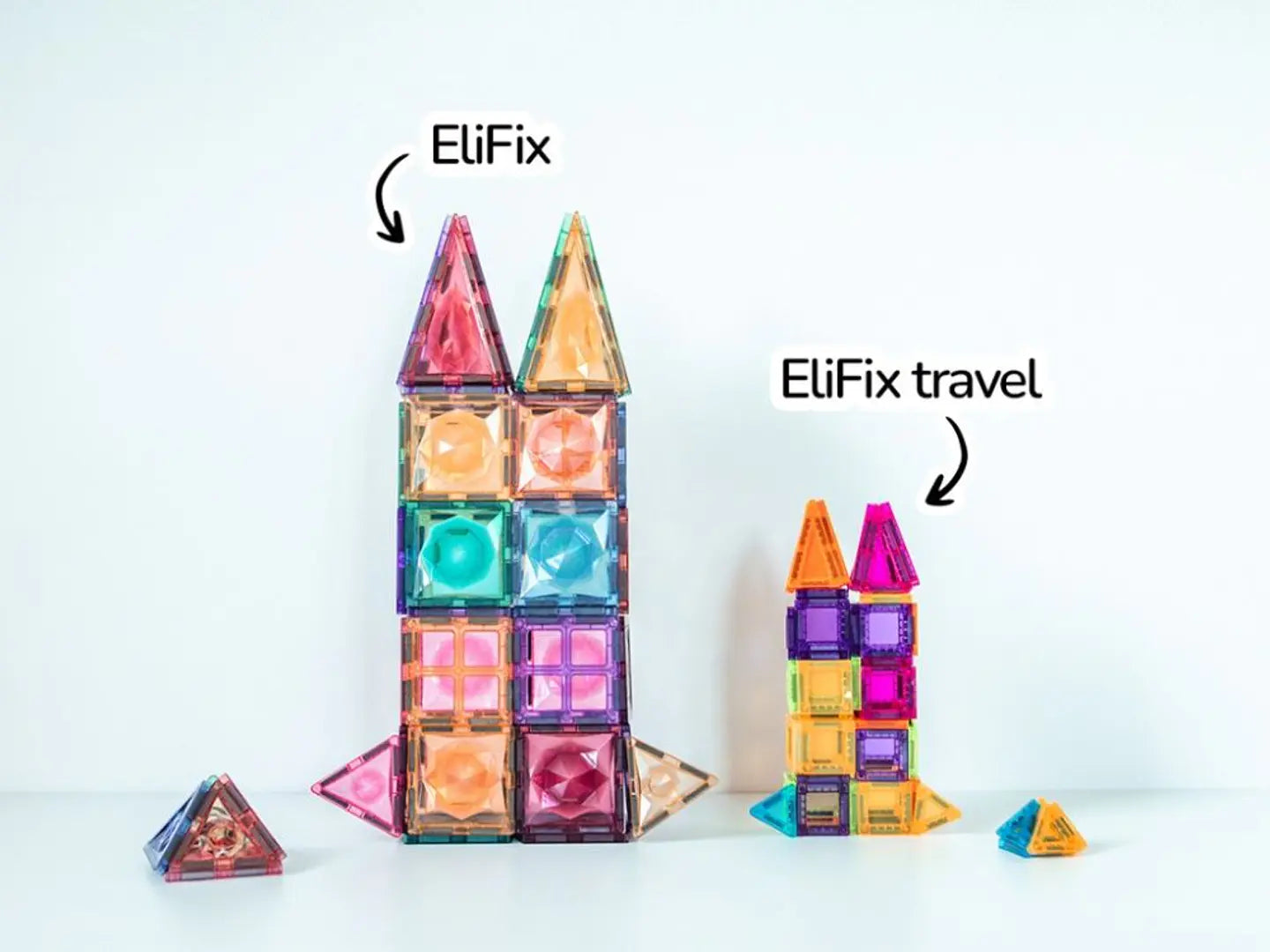Construção montada com os magnetic tiles de 100 peças da Elis Design | elis-design-magnetic-tiles-travel-kit-100-lollakids