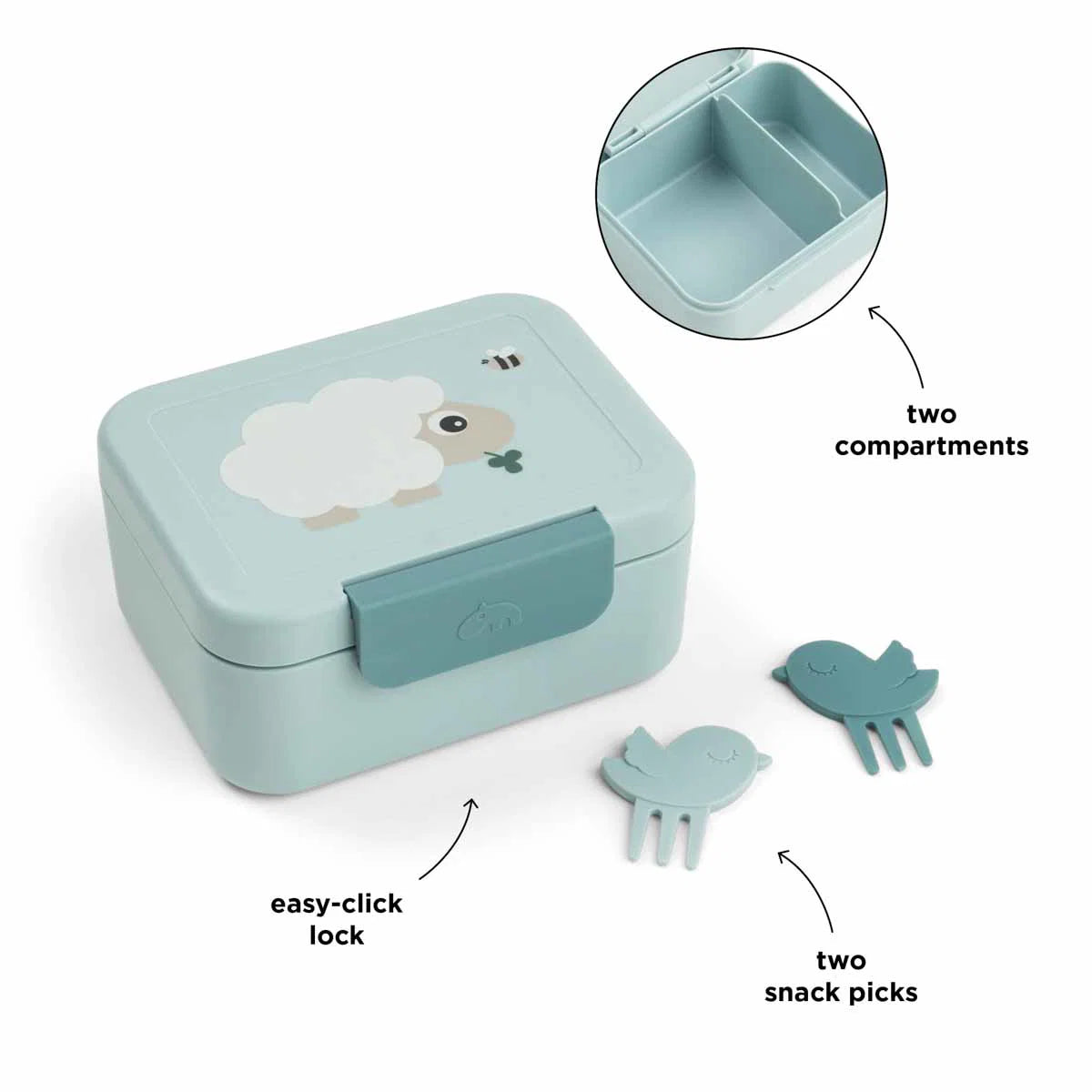 Detalhe do fecho seguro da Mini Lunchbox Tiny Farm Sand Done by Deer | done-by-deer-mini-lunchbox-tiny-farm-fecho-lollakids