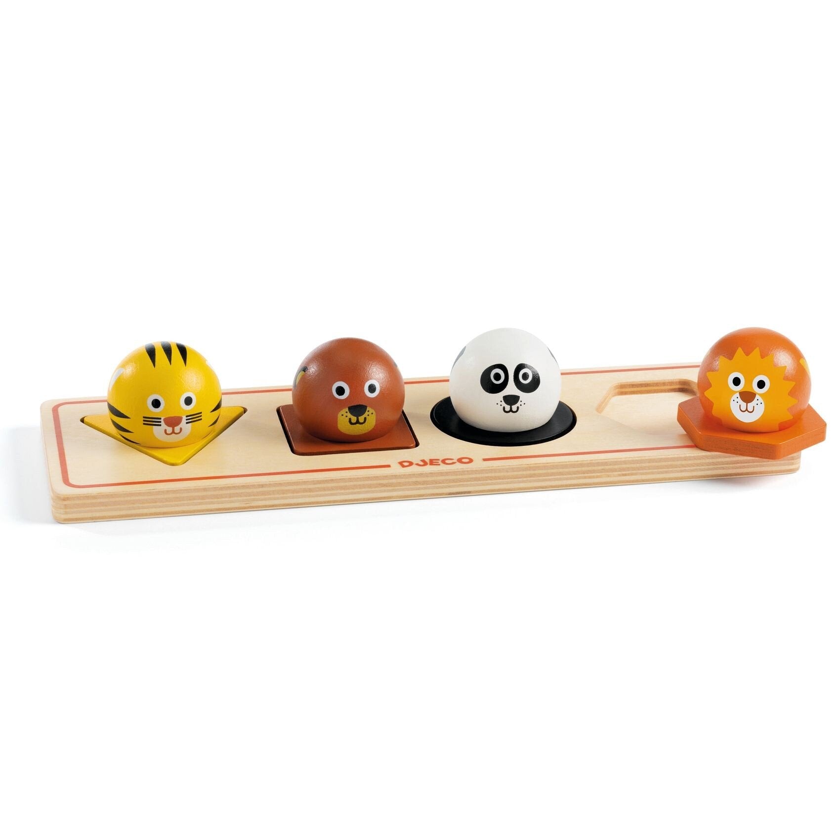 Puzzle de encaixe em madeira Djeco Ball'n'Co com animais - Lolla Kids | djeco-puzzle-ballnco-lollakids