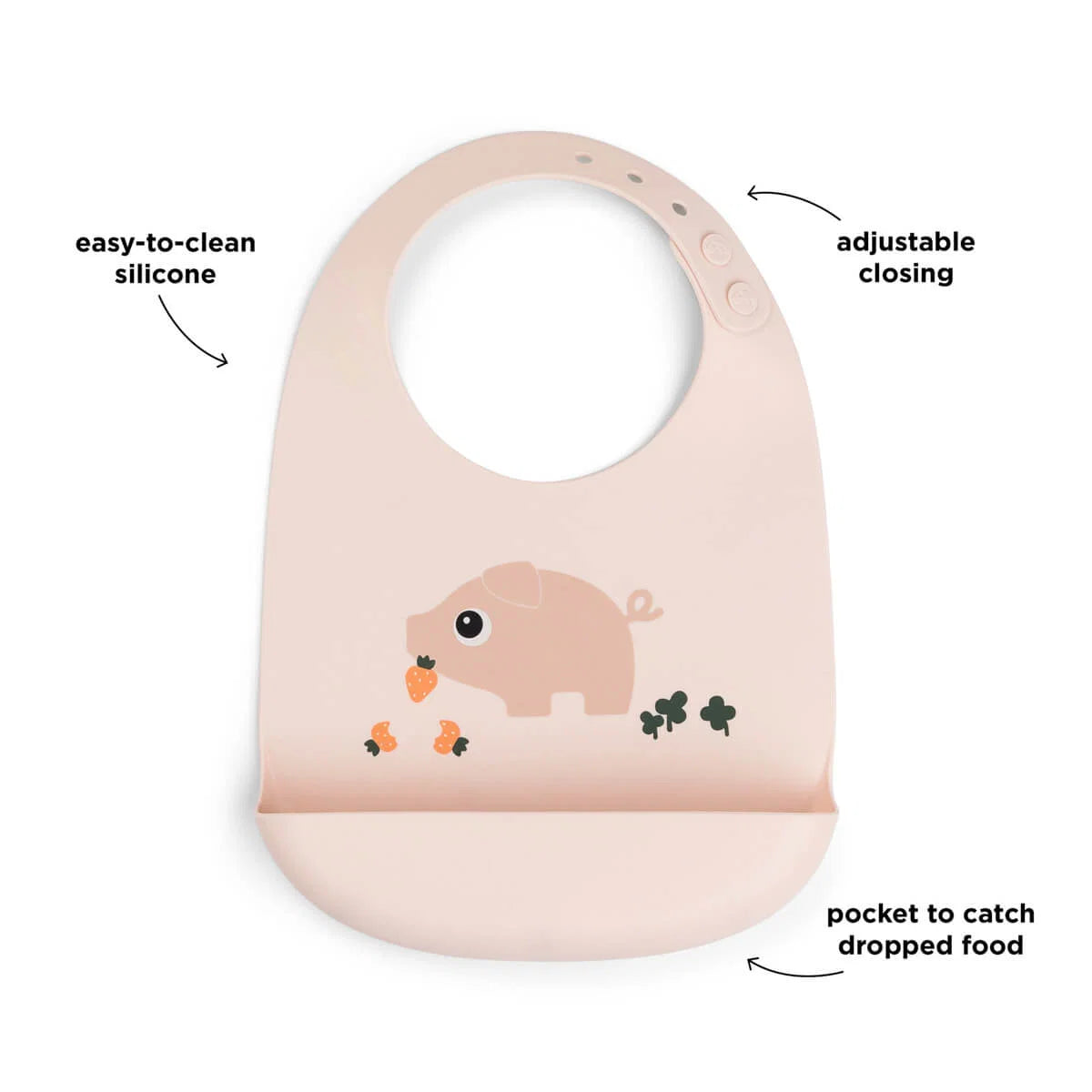 Babete de silicone com recolhe-migalhas Done by Deer Tiny Farm Powder | done-by-deer-babete-tiny-farm-powder-recolhe-migalhas-lollakids