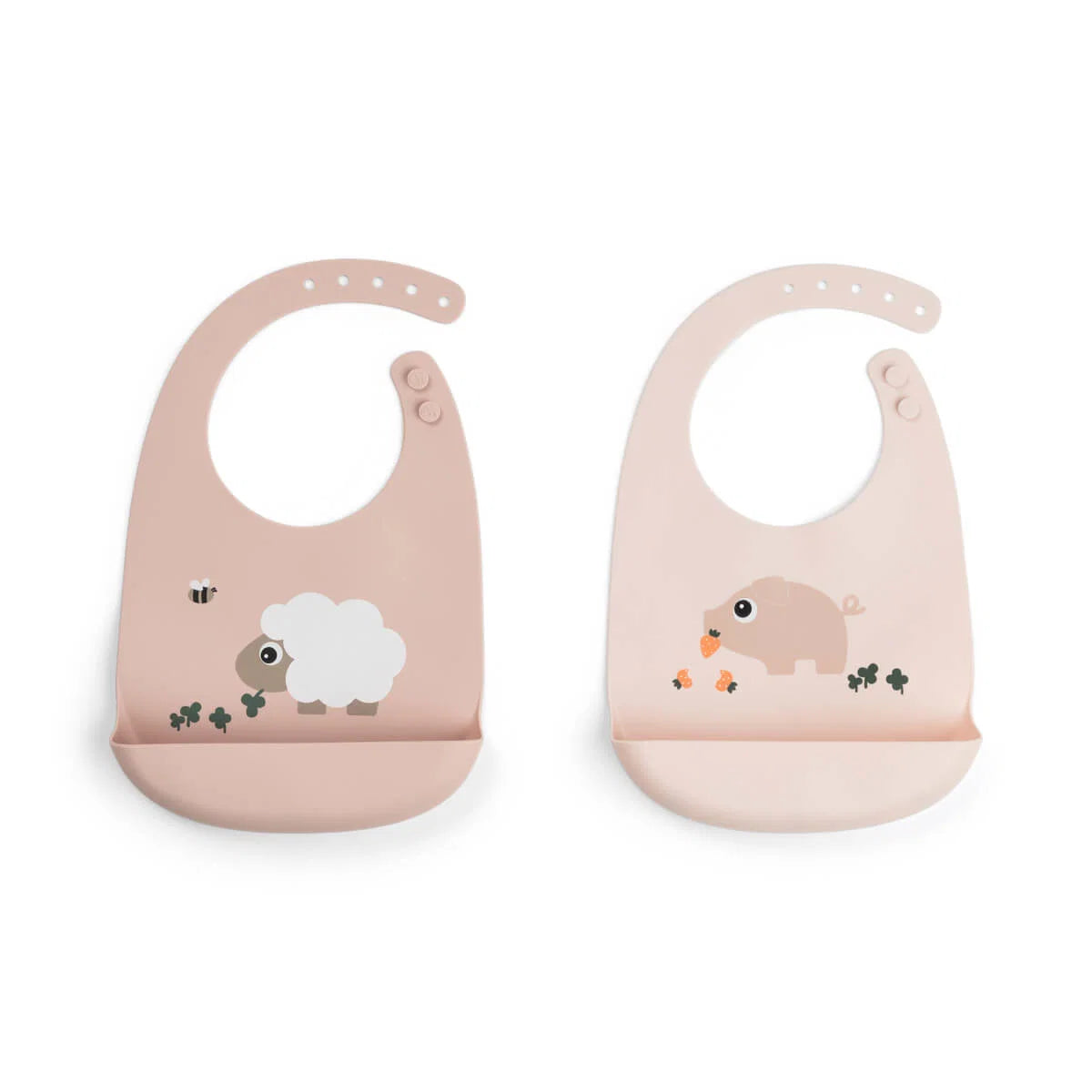 Pack de 2 babetes de silicone Tiny Farm Powder da Done by Deer | done-by-deer-babete-tiny-farm-powder-lollakids