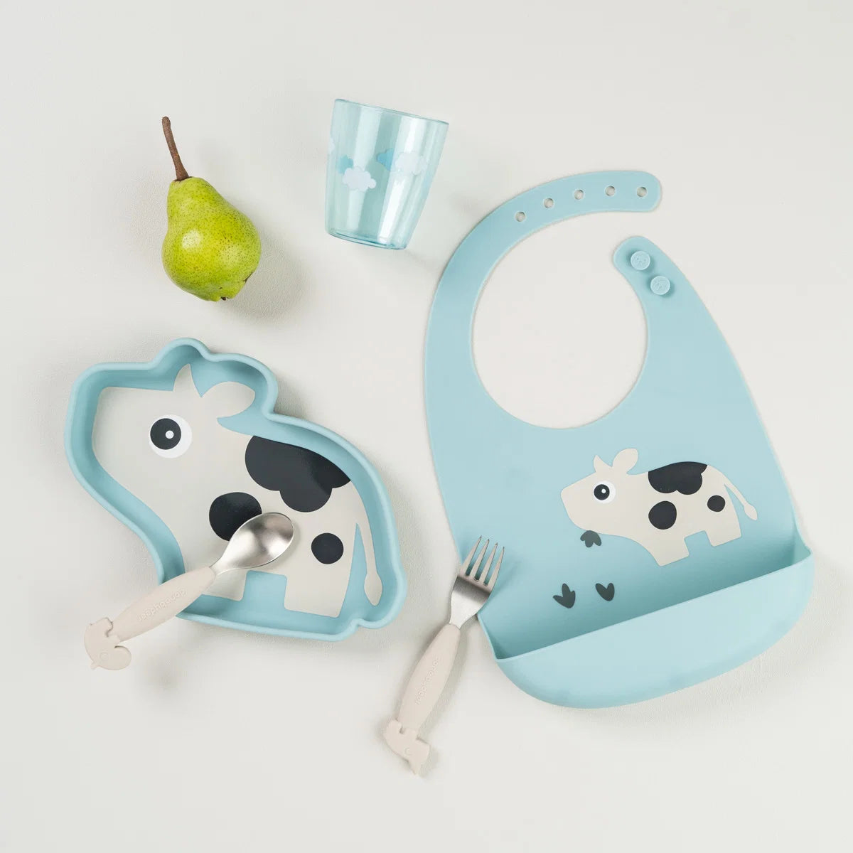 Pack 2 babetes Tiny Farm Blue Done by Deer para refeições do bebé | done-by-deer-babete-tiny-farm-refeicoes-lollakids