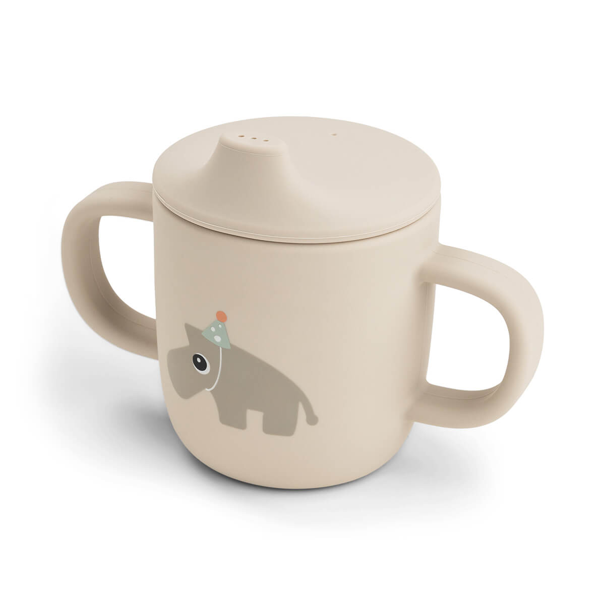 Copo de silicone com bico e 2 pegas Done by Deer Celebration Sand | done-by-deer-copo-silicone-celebration-lollakids