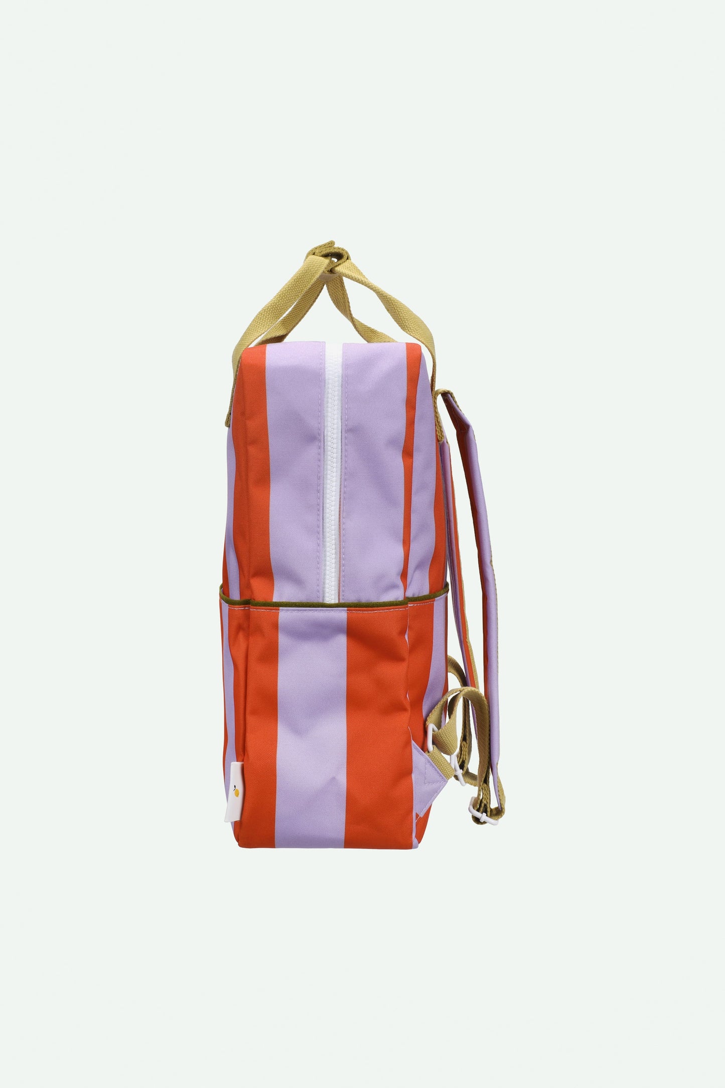 Mochila grande Sticky Lemon riscas laranja e lilás – vista traseira | sticky-lemon-mochila-riscas-lollakids