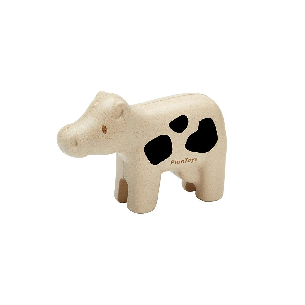 Vaca de madeira PlanToys - brinquedo educativo sustentável 12 meses - Lolla Kids | plantoys-brinquedos-madeira-vaca-lollakids