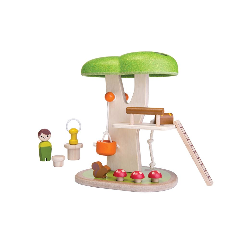 Casa na árvore de madeira PlanToys - conjunto de faz de conta sustentável 3 anos - Lolla Kids | plantoys-casa-arvore-faz-de-conta-lollakids