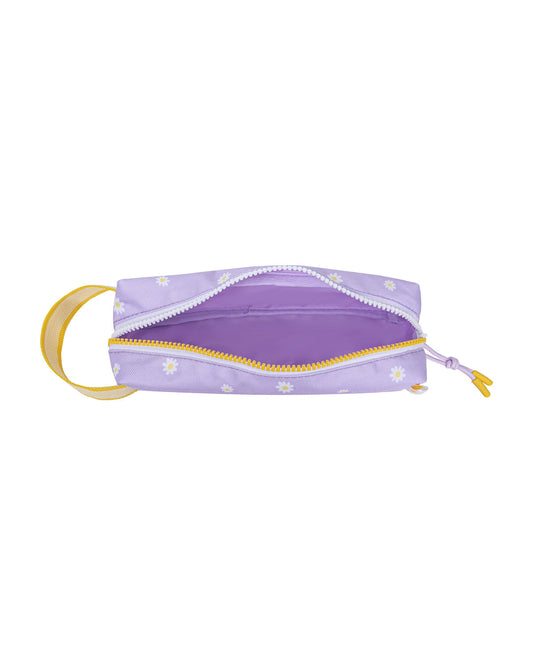 Estojo May Daisy Lilac vista lateral com fecho | may-estojo-escolar-daisy-lilac-lollakids