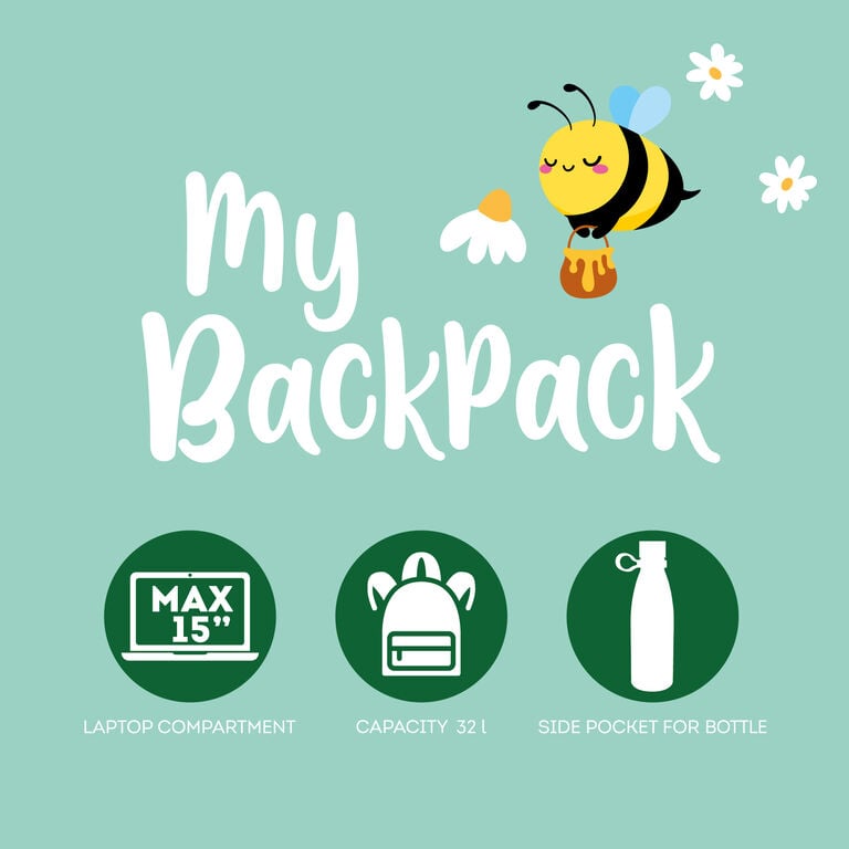 Mochila Legami My Backpack Bee - compartimento principal aberto | legami-mochila-bee-lollakids