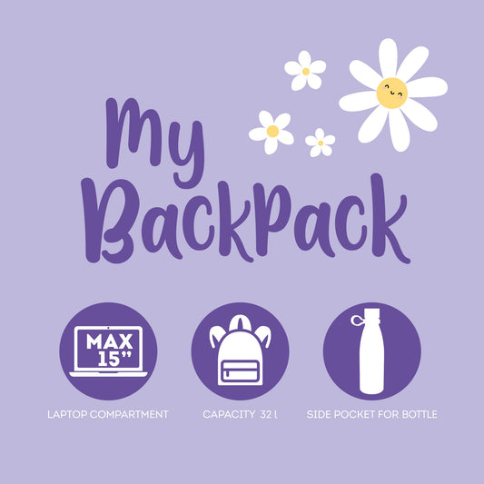 Mochila Daisy Lilás Legami - compartimento interior