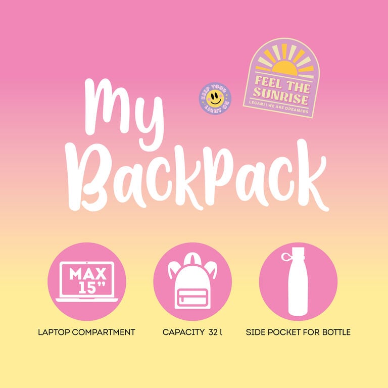 Mochila Legami My Backpack Sunrise Lover - compartimento principal aberto | legami-mochila-sunrise-lover-lollakids