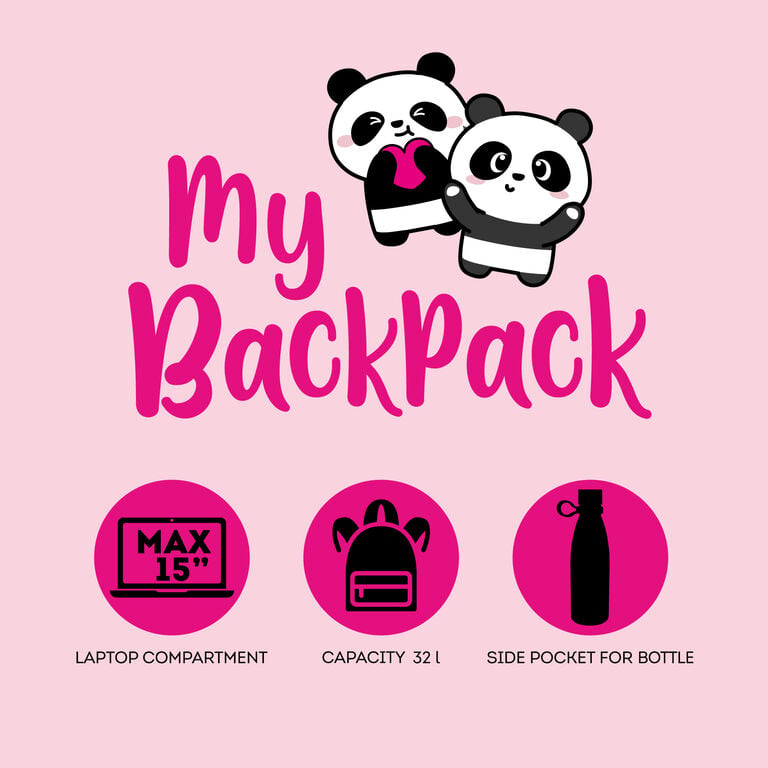 Mochila Legami My Backpack Panda - compartimento principal aberto | legami-mochila-panda-lollakids