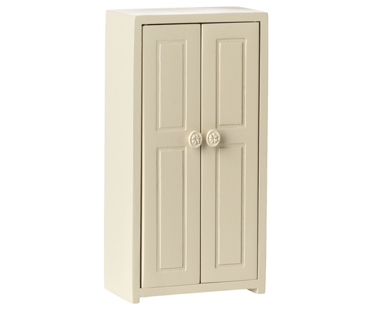 Roupeiro de madeira creme para ratinhos da Maileg com portas abertas | maileg-roupeiro-ratinhos-creme-lollakids