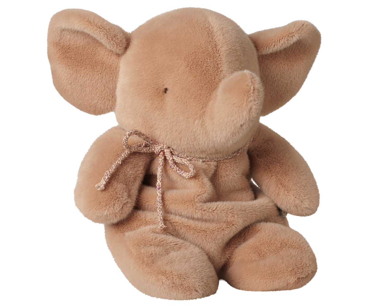 Elefante de peluche Maileg em rosa vintage, sentado, vista frontal | maileg-elefante-peluche-vintage-rose-lollakids