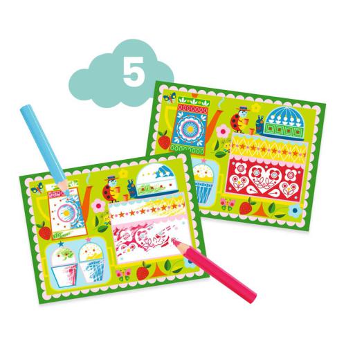 Colagem, colorir, raspadinhas e outros projetos manuais adaptados às mãos pequenas.