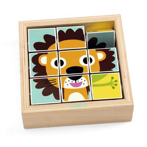 Blocos de madeira que rodam para criar animais divertidos