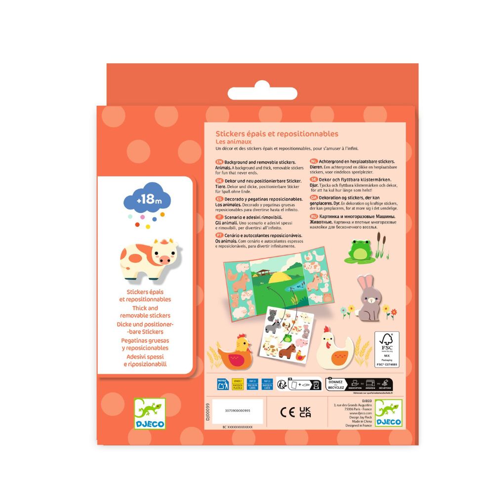 Conjunto de autocolantes reutilizáveis Djeco A Quinta | djeco-autocolantes-quinta-conjunto-lollakids