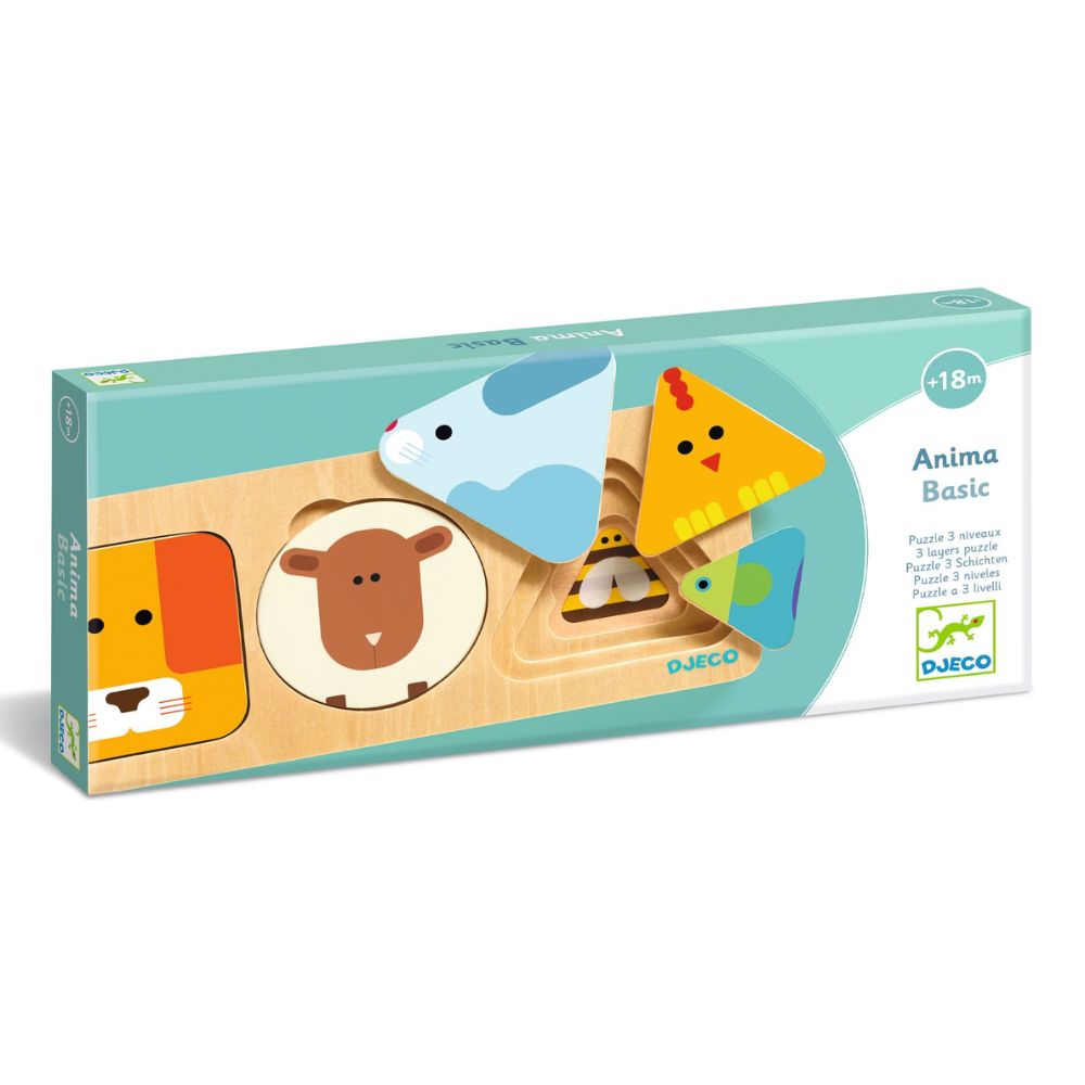 Puzzle de encaixe em madeira Djeco Anima Basic - Lolla Kids | djeco-puzzle-anima-basic-lollakids