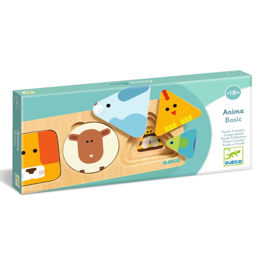 Puzzle de encaixe em madeira Djeco Anima Basic - Lolla Kids | djeco-puzzle-anima-basic-lollakids