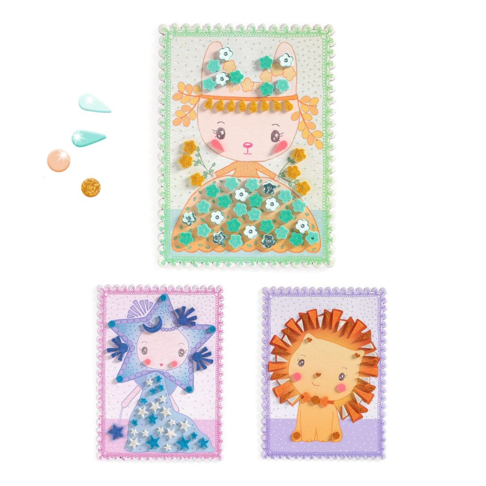 Detalhe do cartão de mosaico Djeco Tinyly Margo & Co | djeco-mosaicos-tinyly-lollakids