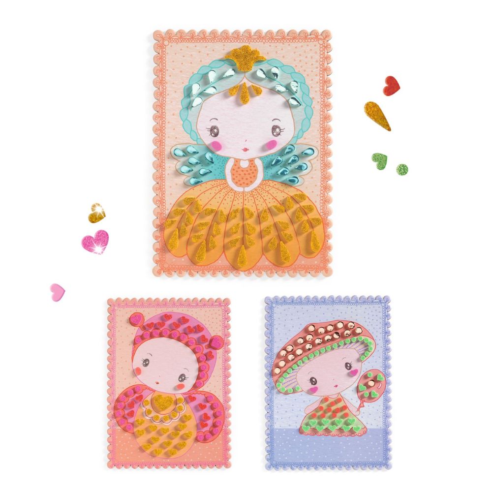 Autocolantes de mosaico e pedraria do kit Djeco Tinyly Stella & Co | djeco-mosaicos-tinyly-lollakids
