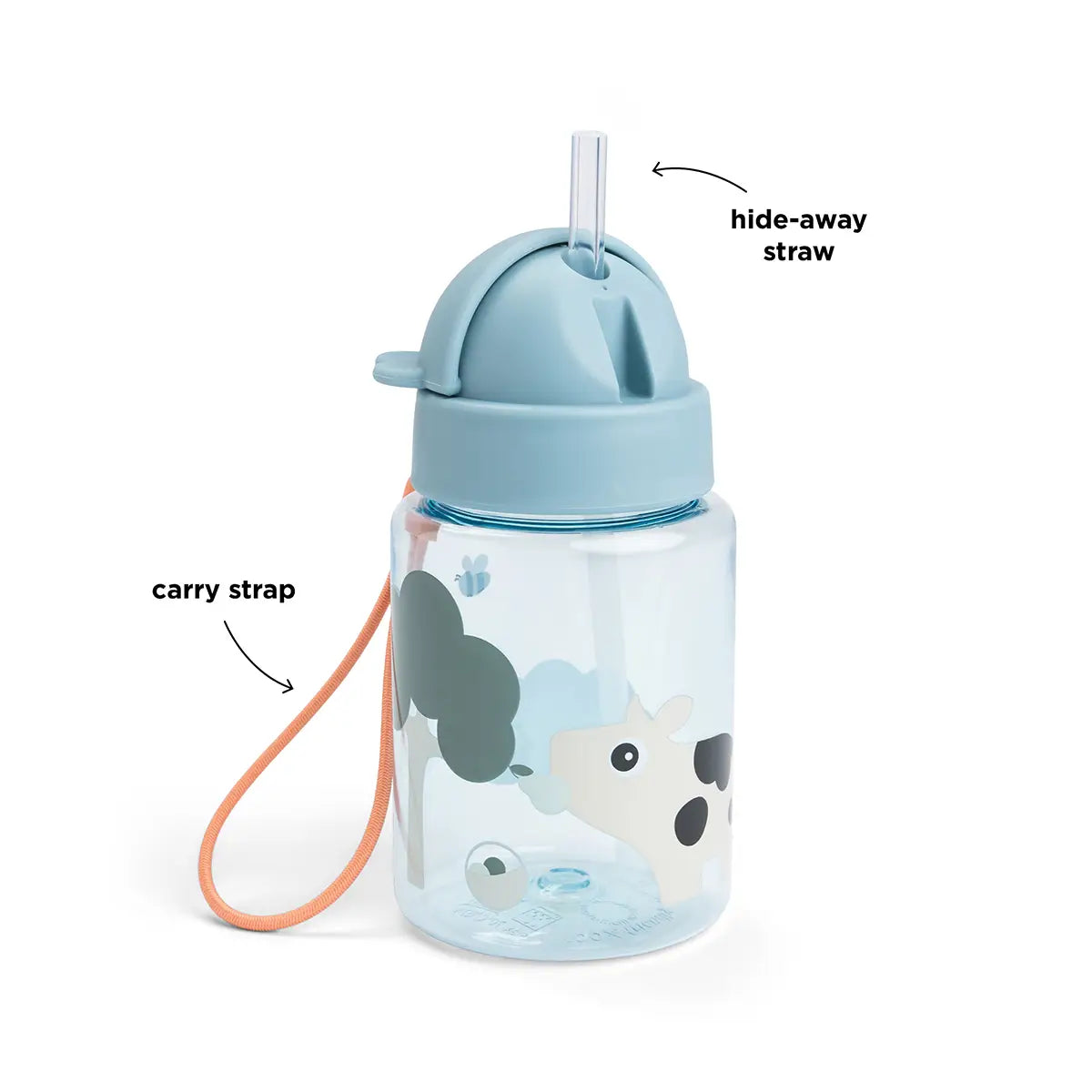 Garrafa com Palhinha Tiny Farm Azul 280 ml Done by Deer 