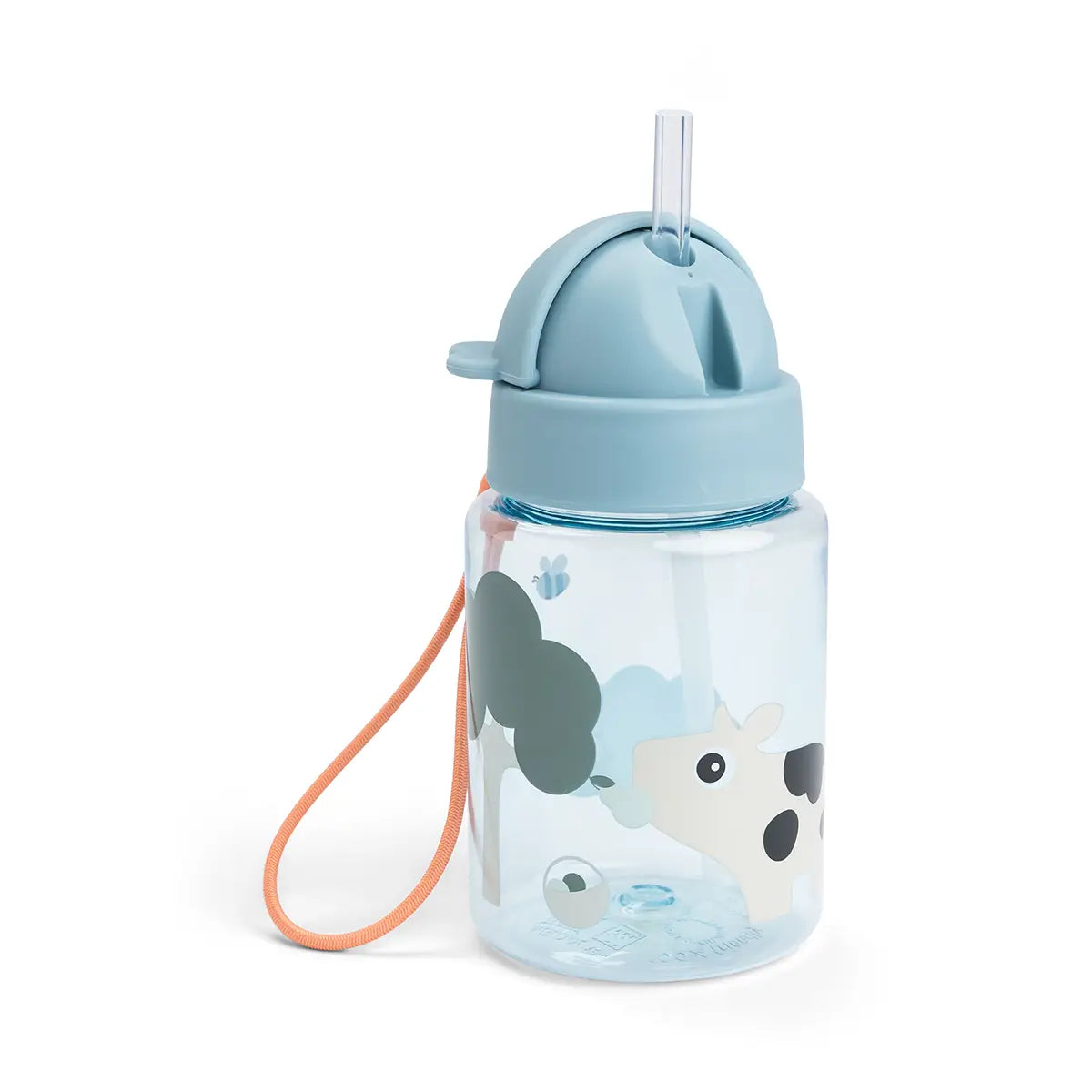 Garrafa com Palhinha Tiny Farm Azul 280 ml Done by Deer 