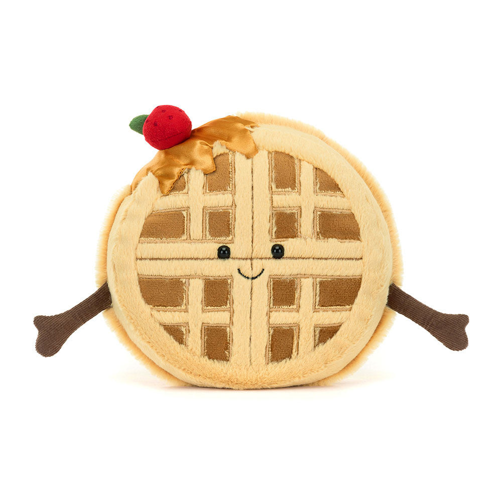 peluche Jellycat waffle visto de frente, ideal para presente infantil ou decoração divertida