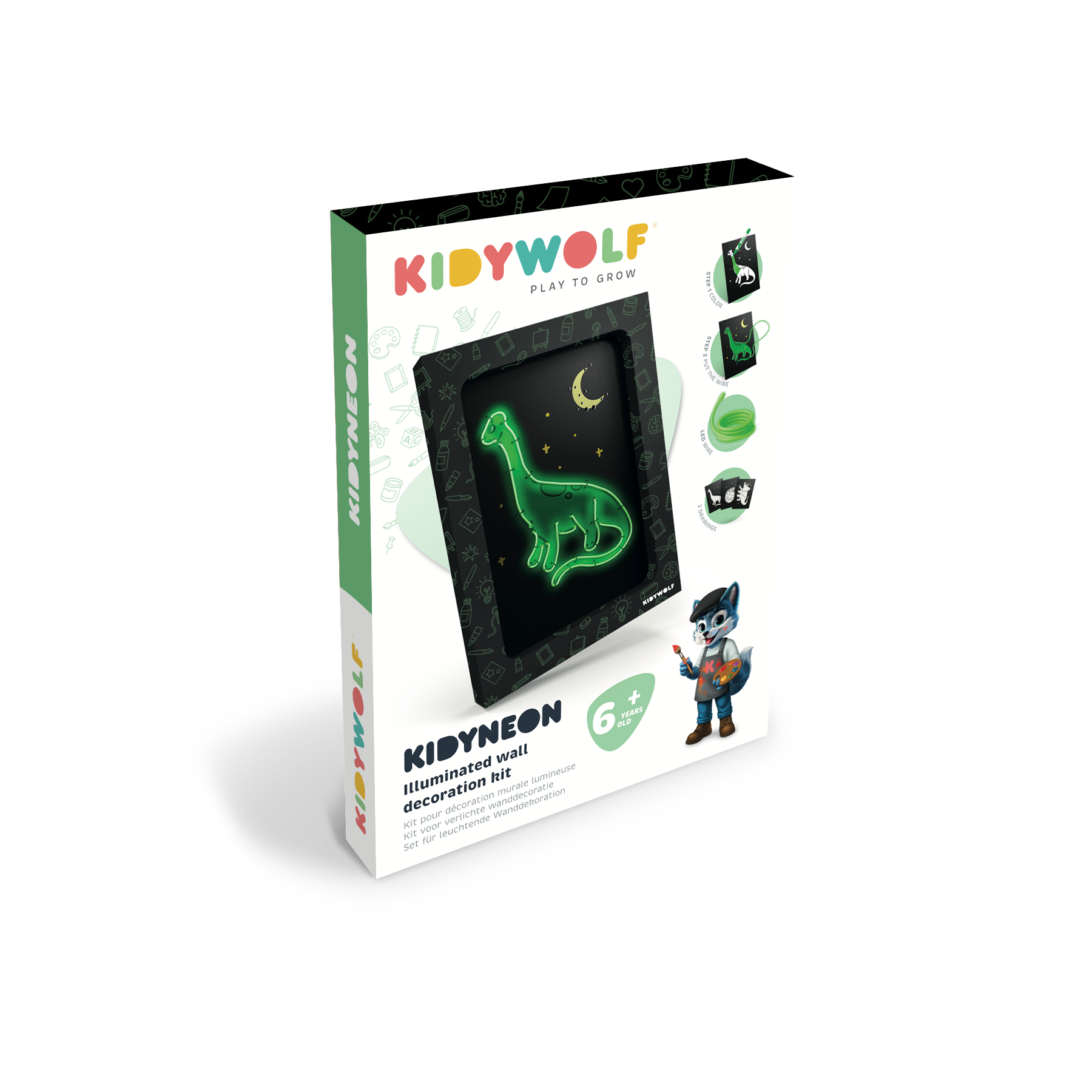 KIDYNEON Dinossauros Kidywolf – conteúdo da caixa