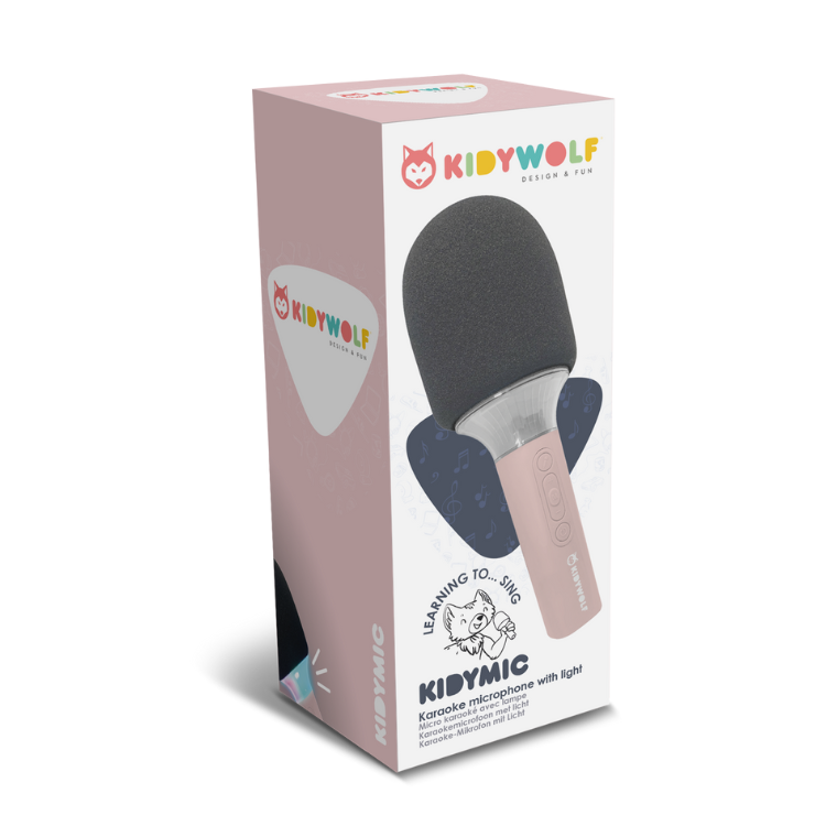 Pormenor do microfone de karaoke KIDYMIC rosa da Kidywolf | kidywolf-kidymic-microfone-karaoke-rosa-lollakids