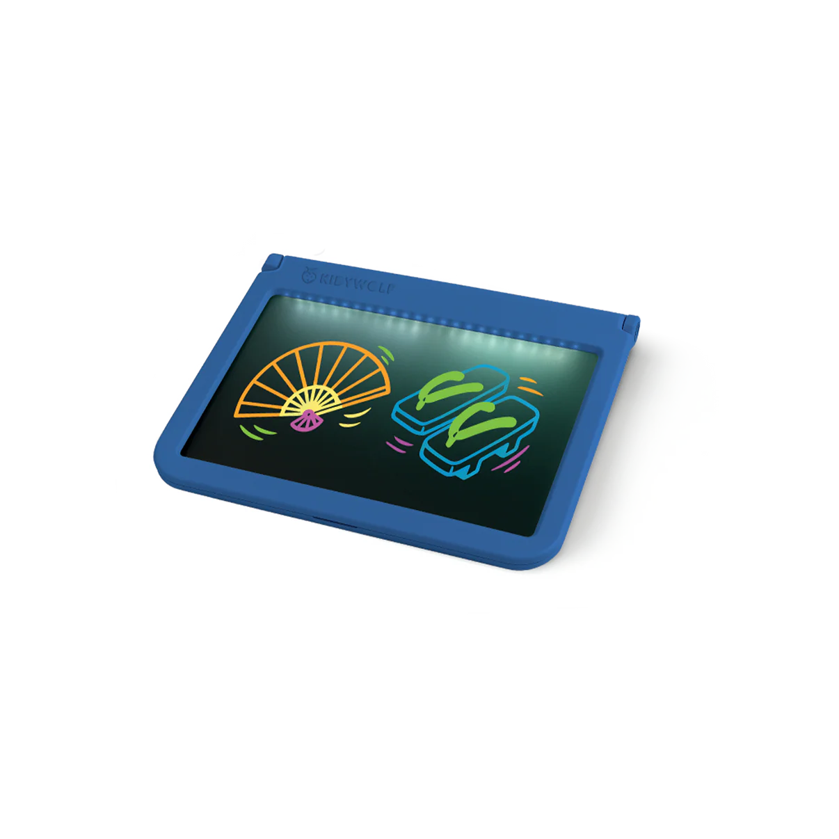 Vista lateral da mesa de desenho K-DRAW PRO com base antiderrapante e compartimento para marcador.