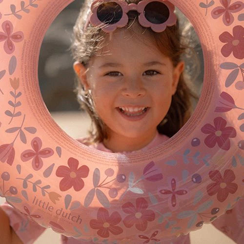 Bóia Swim Ring 50cm Pink Flowers da Little Dutch