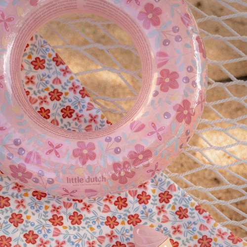 Bóia Swim Ring 50cm Pink Flowers da Little Dutch