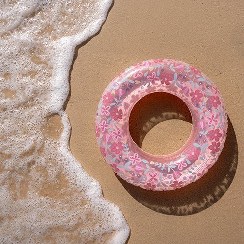 Bóia Swim Ring 50cm Pink Flowers da Little Dutch