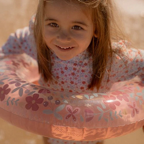 Bóia Swim Ring 50cm Pink Flowers da Little Dutch