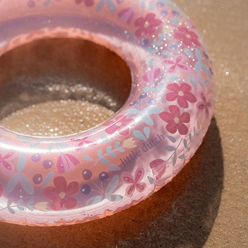 Bóia Swim Ring 50cm Pink Flowers da Little Dutch