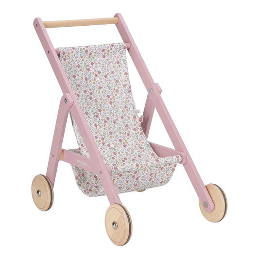 Carrinho de bonecas de madeira rosa Little Dutch Essentials