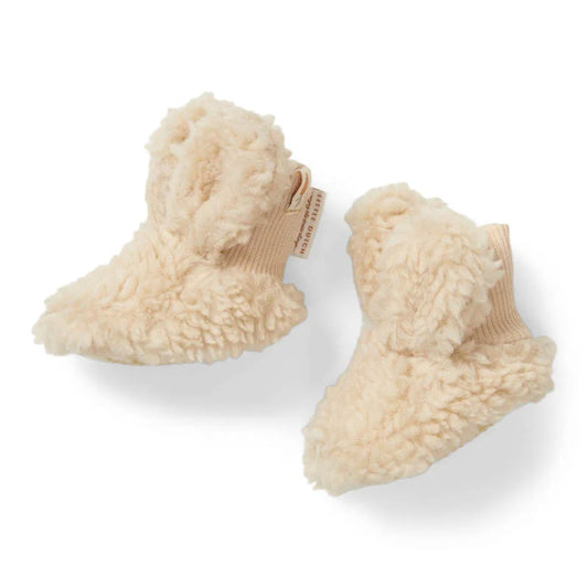 Pantufas Coelhinho Teddy Newborn (Off-White) com Forro em Algodão Orgânico
