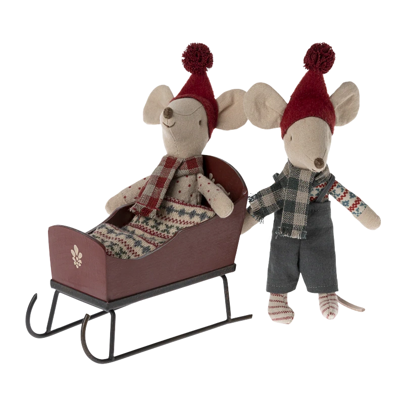 Trenó Rato Vermelho | Maileg – Miniatura em Madeira