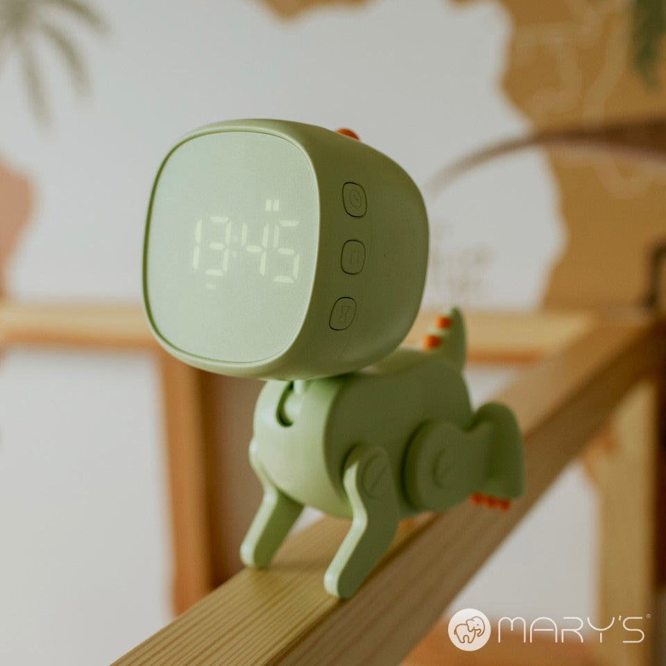 Despertador Digital Infantil Robo Dino Verde Recarregável