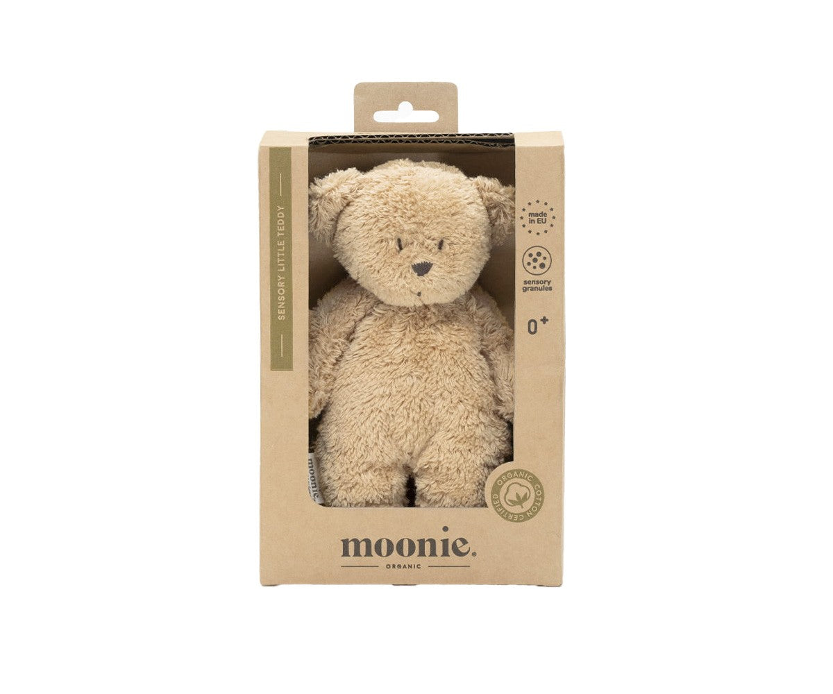 peluche Moonie Small Bear em algodão orgânico cor cappuccino para bebés 0m+