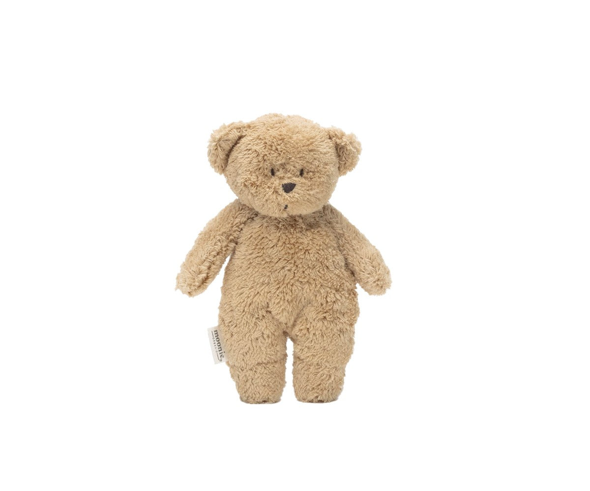 peluche Moonie Small Bear em algodão orgânico cor cappuccino para bebés 0m+