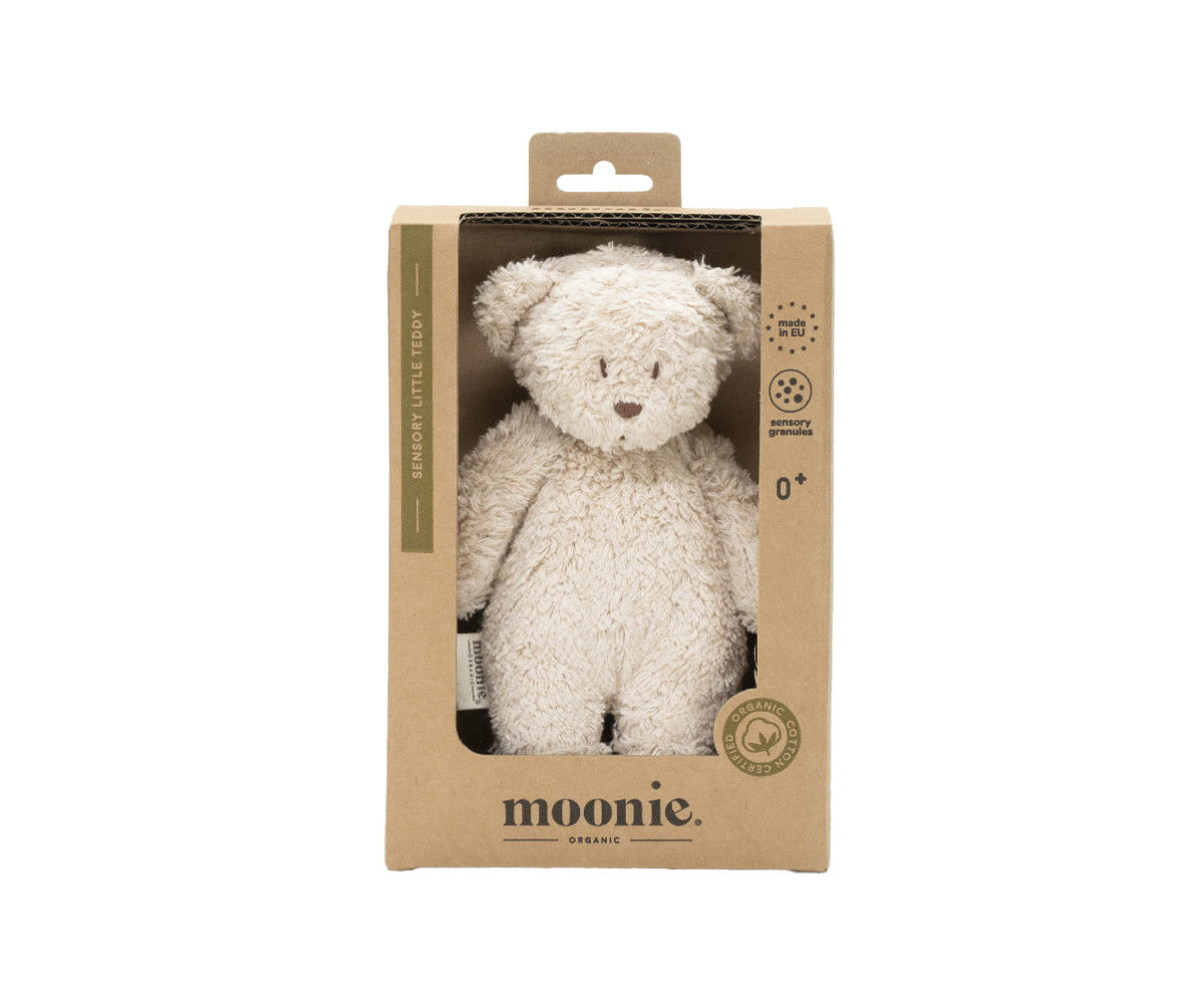 peluche Moonie Small Bear em algodão orgânico cor sand para bebés 0m+